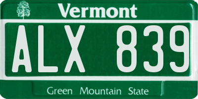 VT license plate ALX839