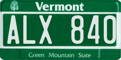 VT license plate ALX840