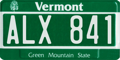 VT license plate ALX841