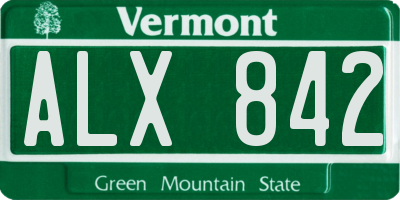 VT license plate ALX842