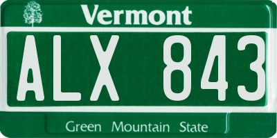 VT license plate ALX843