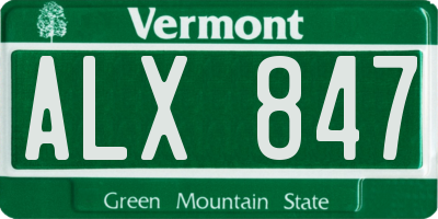 VT license plate ALX847