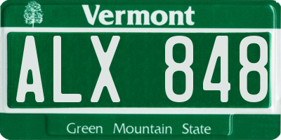 VT license plate ALX848