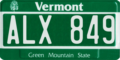 VT license plate ALX849
