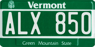 VT license plate ALX850