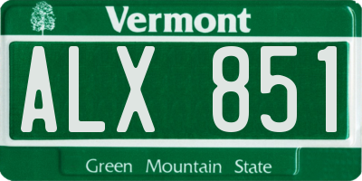 VT license plate ALX851