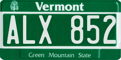 VT license plate ALX852