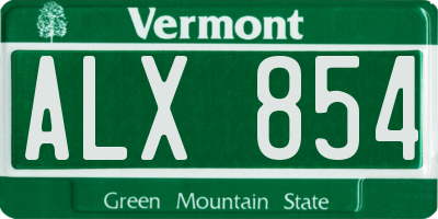 VT license plate ALX854