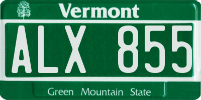 VT license plate ALX855