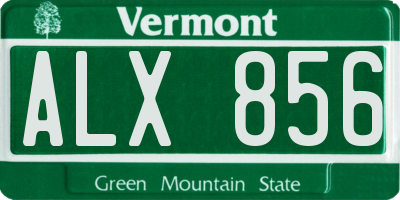 VT license plate ALX856