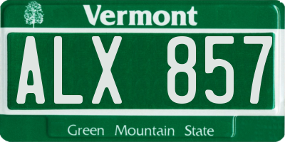 VT license plate ALX857