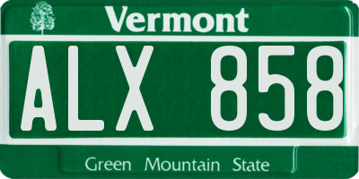 VT license plate ALX858