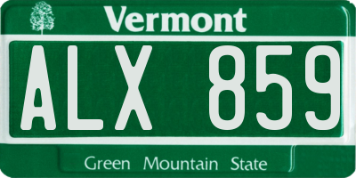 VT license plate ALX859