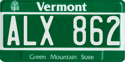 VT license plate ALX862