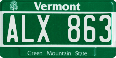 VT license plate ALX863