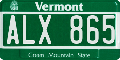 VT license plate ALX865