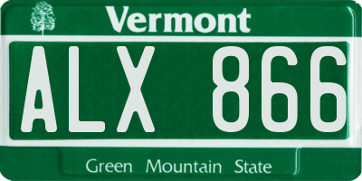 VT license plate ALX866