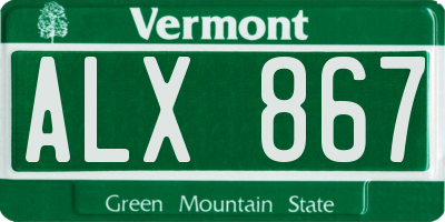 VT license plate ALX867