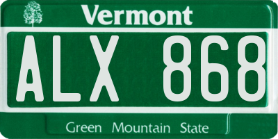 VT license plate ALX868