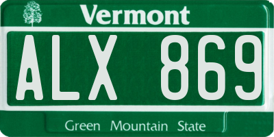 VT license plate ALX869