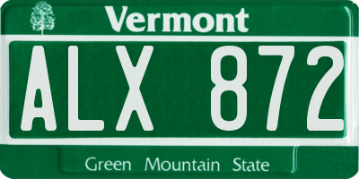 VT license plate ALX872