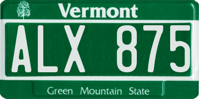 VT license plate ALX875