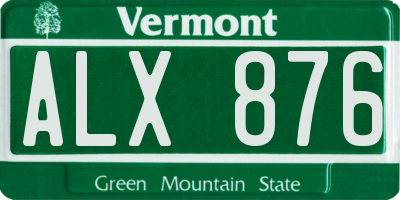 VT license plate ALX876