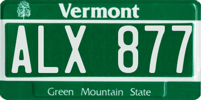 VT license plate ALX877