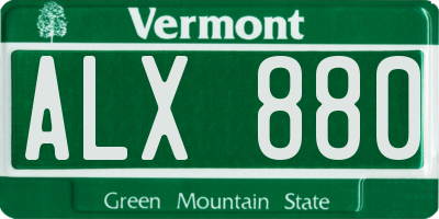VT license plate ALX880