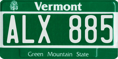 VT license plate ALX885
