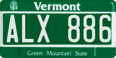 VT license plate ALX886