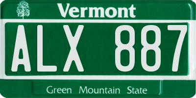 VT license plate ALX887