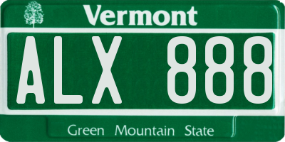 VT license plate ALX888