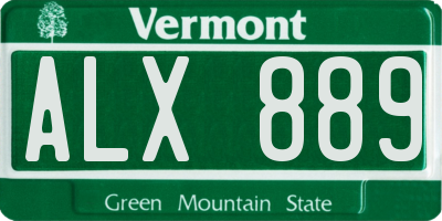 VT license plate ALX889