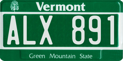 VT license plate ALX891
