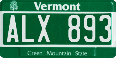 VT license plate ALX893