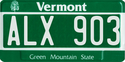 VT license plate ALX903