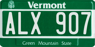 VT license plate ALX907
