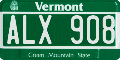 VT license plate ALX908