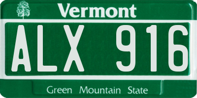 VT license plate ALX916