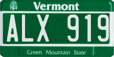 VT license plate ALX919