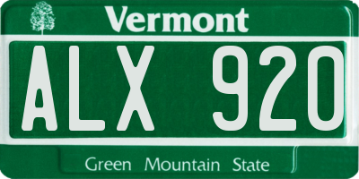 VT license plate ALX920