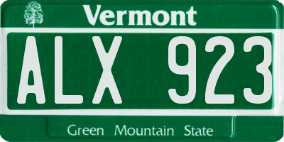VT license plate ALX923