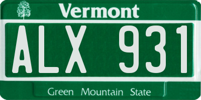 VT license plate ALX931