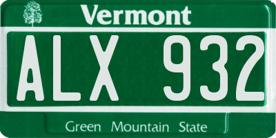 VT license plate ALX932