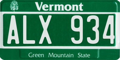VT license plate ALX934
