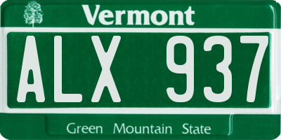 VT license plate ALX937