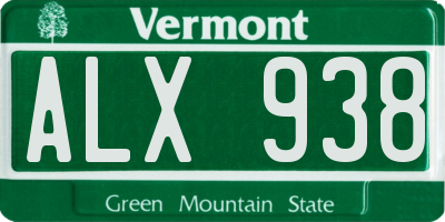 VT license plate ALX938