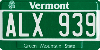 VT license plate ALX939