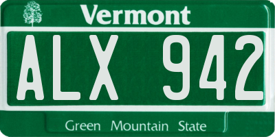 VT license plate ALX942